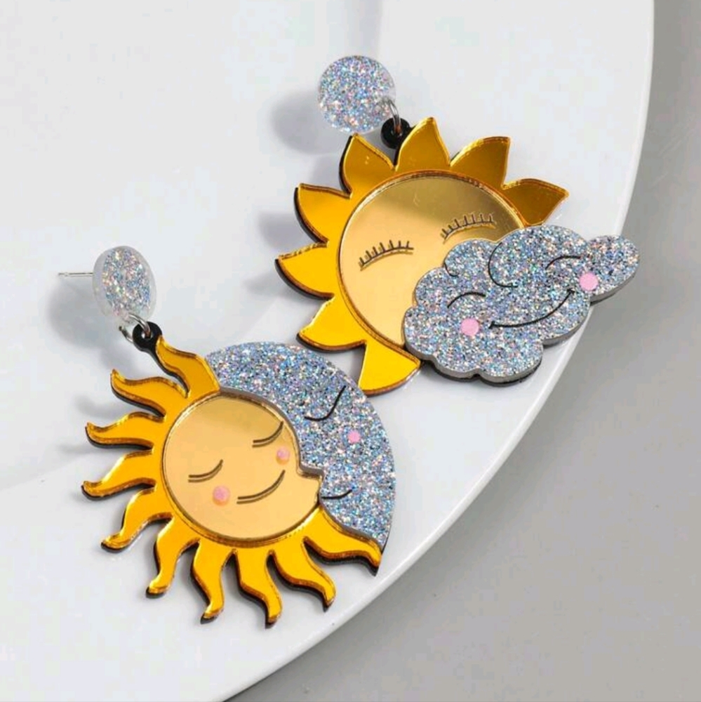Sun Moon Cloud Earrings
